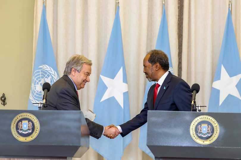 Madaxweyne Xasan Shiikh Oo Muqdisho Ku Soo Dhaweeyay António Guterres