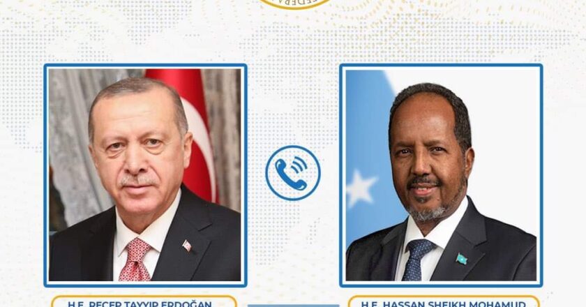 Madaxweyne Xasan Sheekh Iyo Dhiggiisa Turkiga Erdogan Oo khadka talefanka kuwada hadlay